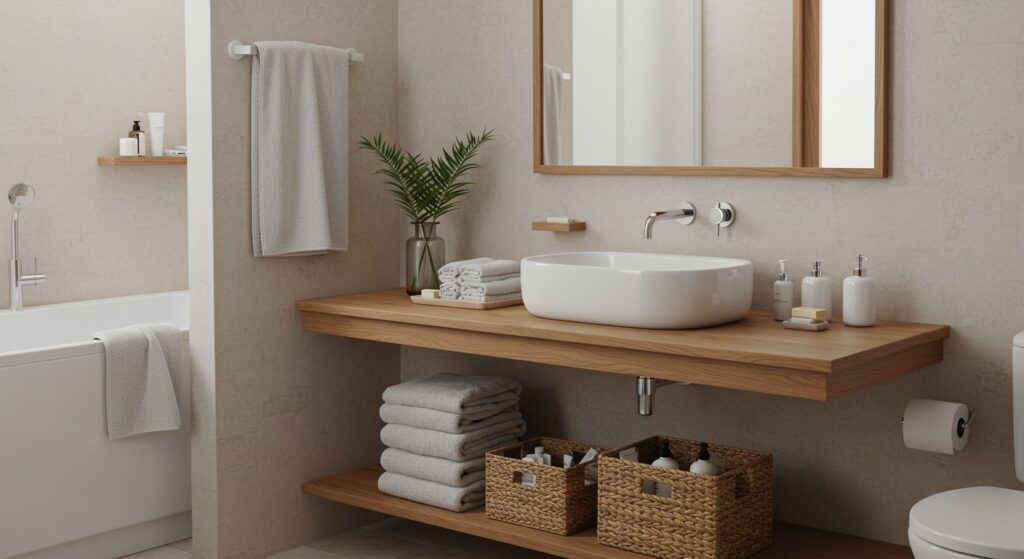 bathroom cleaning and organizing