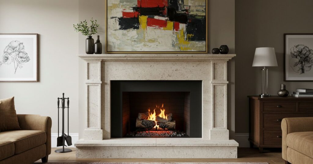 Bold Artwork Above the Mantel