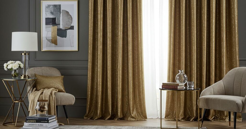 Curtains with Metallic Accents for a Glamorous Touch