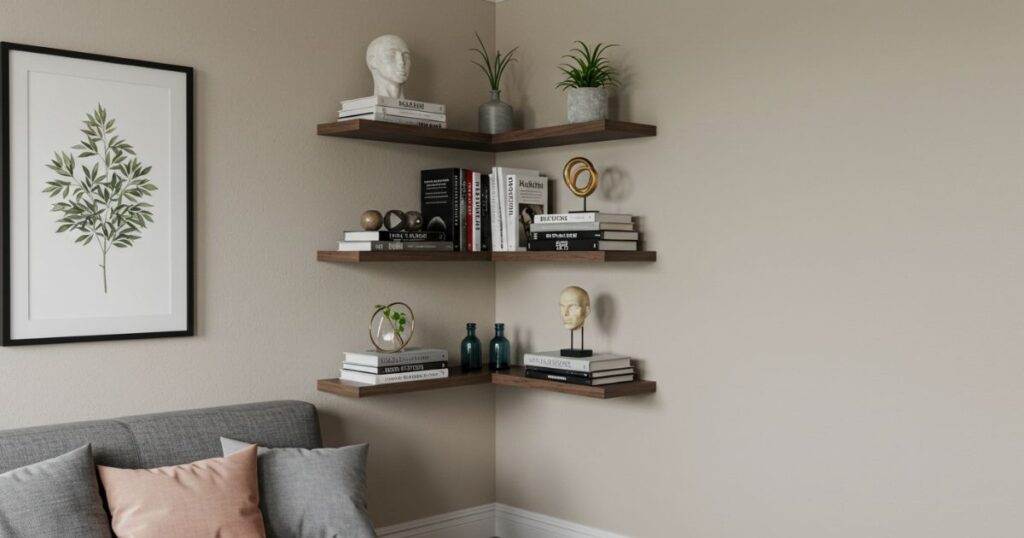 Floating Shelves with Decor Items