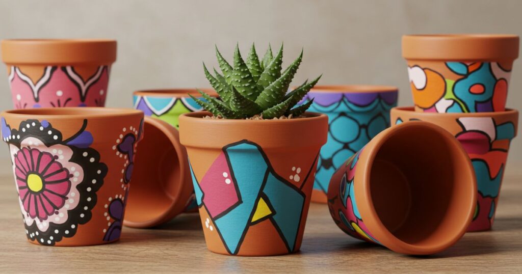 Hand-Painted Terracotta Pots