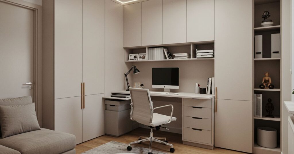 Home Office with Built-in Storage and Smart Technology