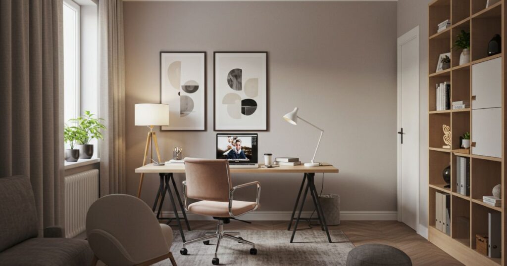 Home Office with Cozy Meeting Space