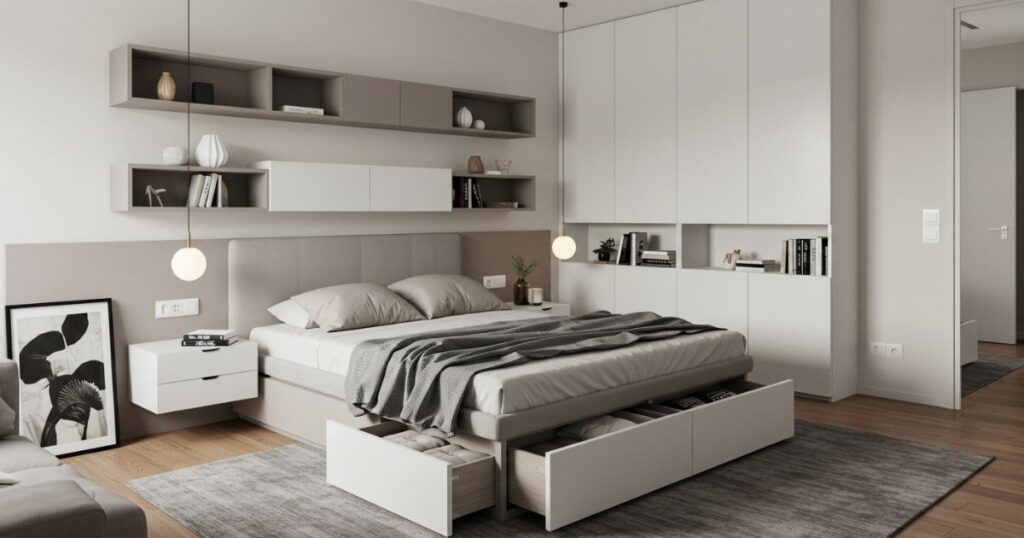 Modern Minimalist Bedroom with Hidden Storage