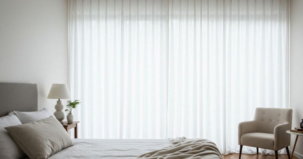 Bedroom with Light, Sheer Curtains Allowing Natural Light to Fill the Room