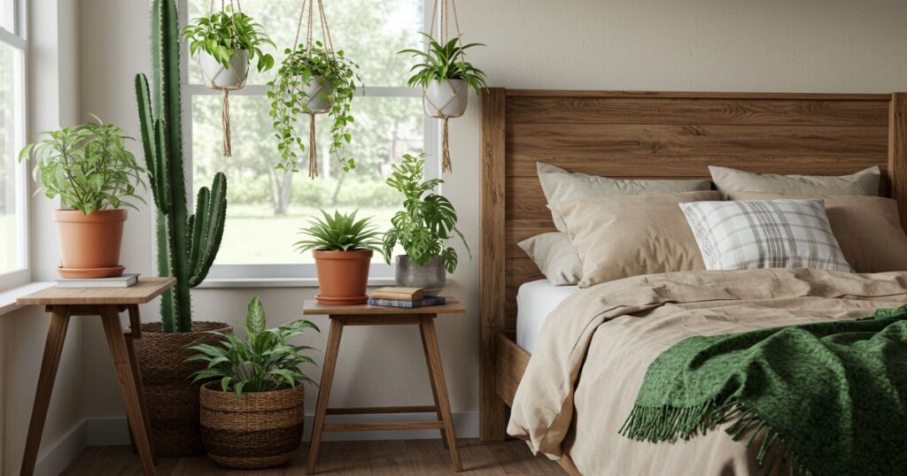 Indoor Plants and Greenery Adding Life to a Western Ranch Bedroom