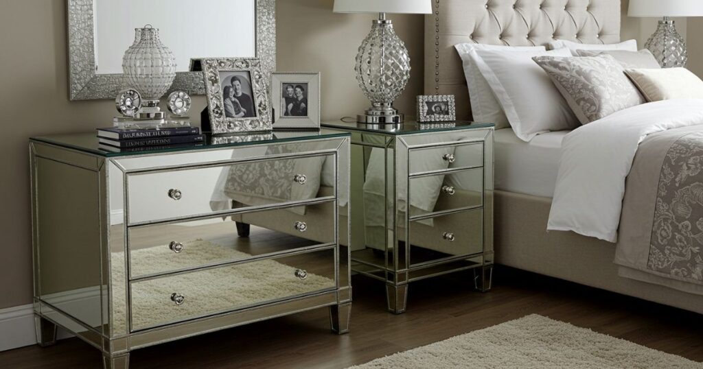 Mirrored Furniture and Metallic Accents for a Luxurious Chic Bedroom Look