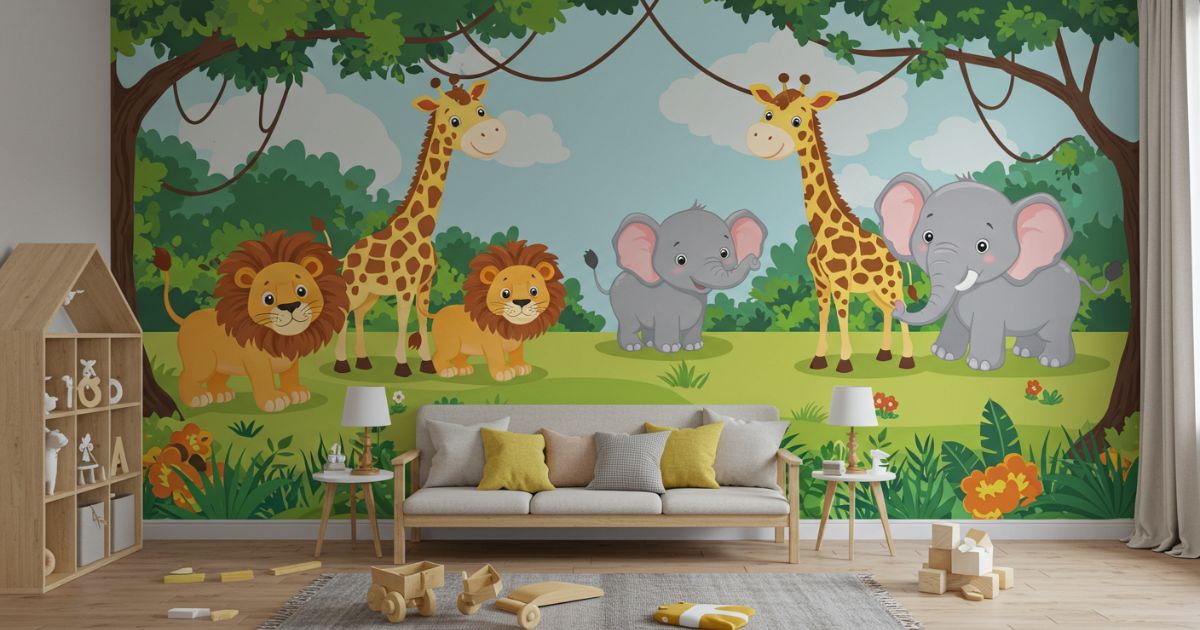 Whimsical Animal Murals for kid's room decor